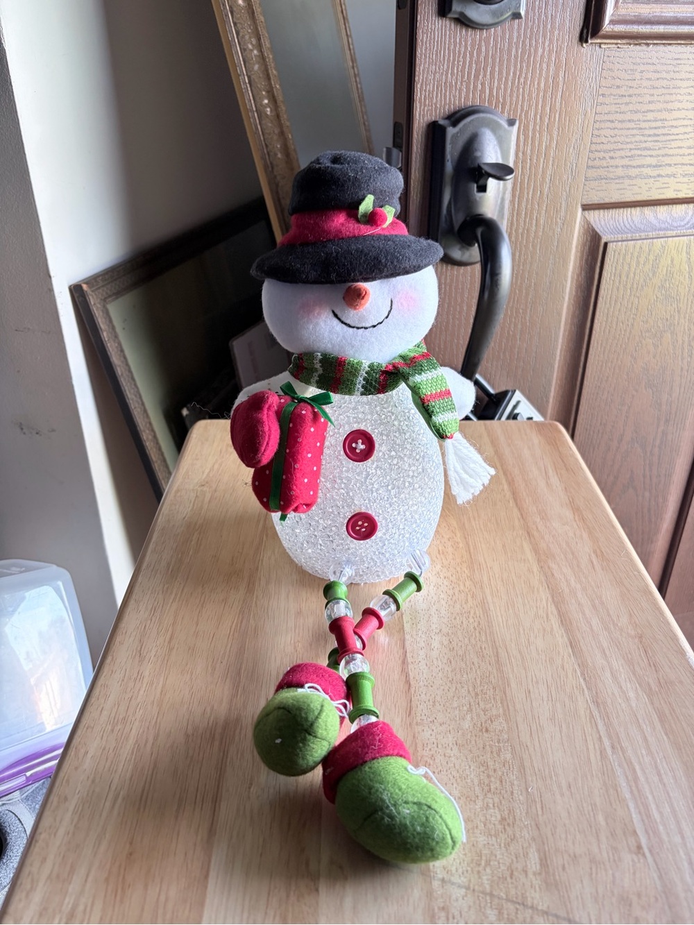 Festive Red & Green Snowman Plush Toy - Holiday Decor